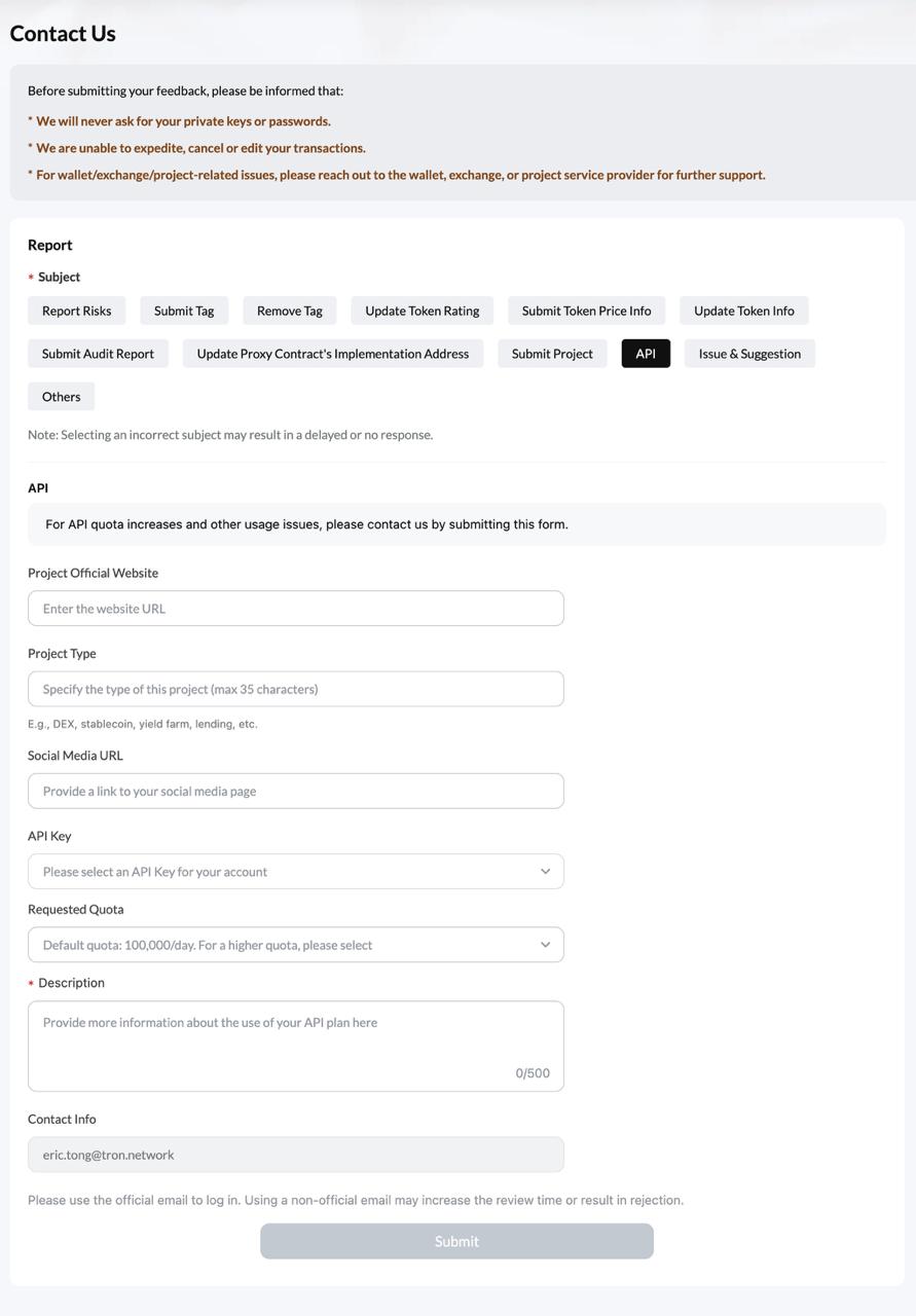 TRONSCAN Contact Us